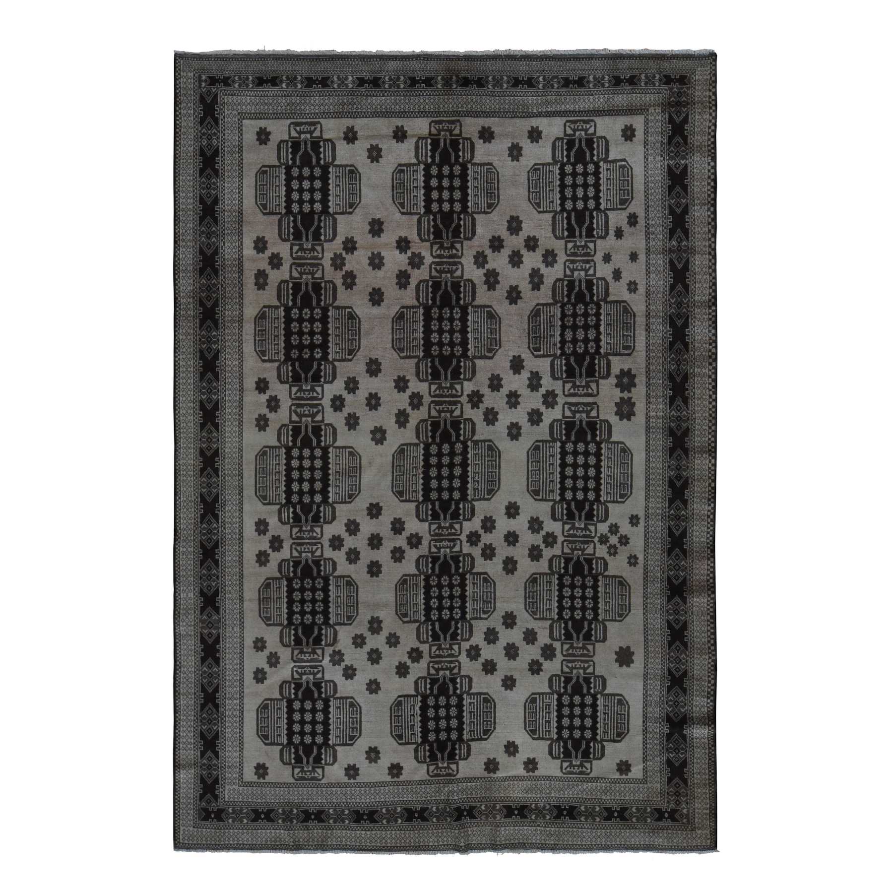 Tribal-Geometric-Hand-Knotted-Rug-390010