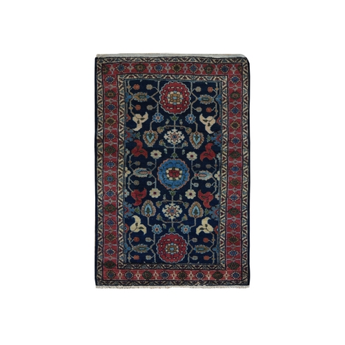 Oxford Blue, Antique Persian Lilihan, Mint Condition, Full Pile, Clean and Soft, Sides and End Professionally Secured, Hand Knotted, Oriental 