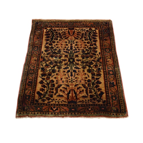 Faded Gold, Antique Persian Mohojaran Sarouk Mat In Good Condition, Hand Knotted, Clean and Soft, Natural Wool, Even Wear, Oriental Rug