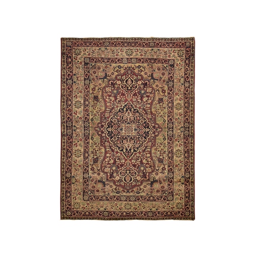Boulder Beige, Antique Persian Kermanshah Classic Medallion Design In Good Condition, Even Wear, Natural Wool, Hand Knotted Oriental Rug