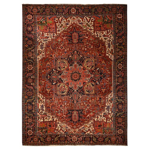 Terracotta Red, Larger Antique Persian Heriz in Good Condition, Even Wear, 100% Wool, Professionally Cleaned, Sides and Ends Secured, Hand Knotted, Oversized, Oriental Rug