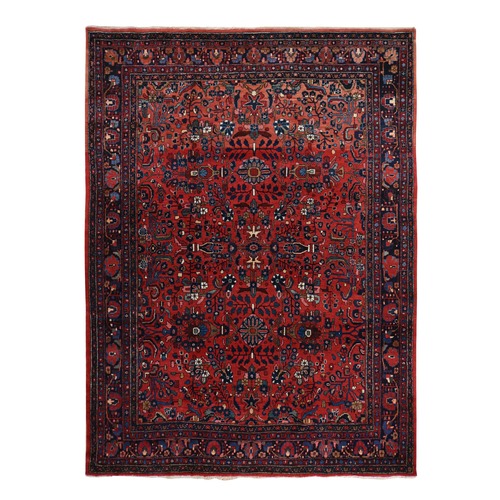 Ruby Red, Vintage Persian Lilihan, Full Pile, All Over Flower Design with Distinct Abrash, Clean, Soft, 100% Wool, Hand Knotted, Oriental 