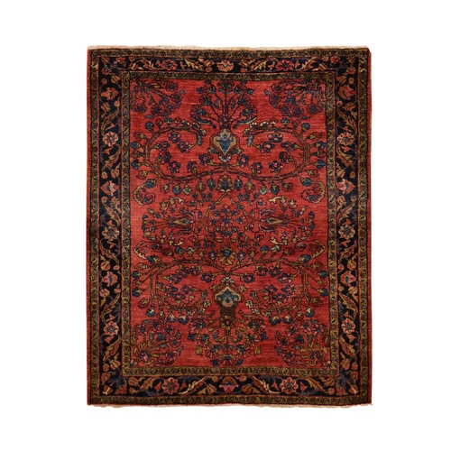 Crimson Red, Antique Persian Lilihan, Clean and Soft, Even Pile, Sides and Ends Secured, 100% Wool, Hand Knotted Oriental Rug