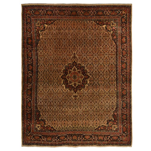 Biscotti Yellow, Antique Persian Bidjar with Medallion Design, Nice Pile Throughout, Clean and Soft, 100% Wool, Hand Knotted, Oriental 