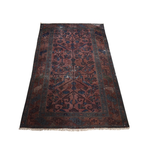 Penny Brown, Antique Persian Lilihan, Shabby Chic, Worn Down, Hand Knotted, 100% Wool, Clean, Sides and Ends Professionally Secured, Oriental 