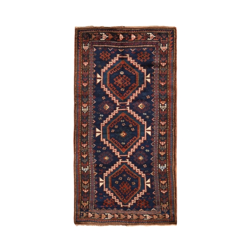 Yale Blue, Antique Caucasian Rug, Armenian Kazak, Good Condition, Clean and Soft, Geometric Medallions Design, 100% Wool, Hand Knotted, Full 