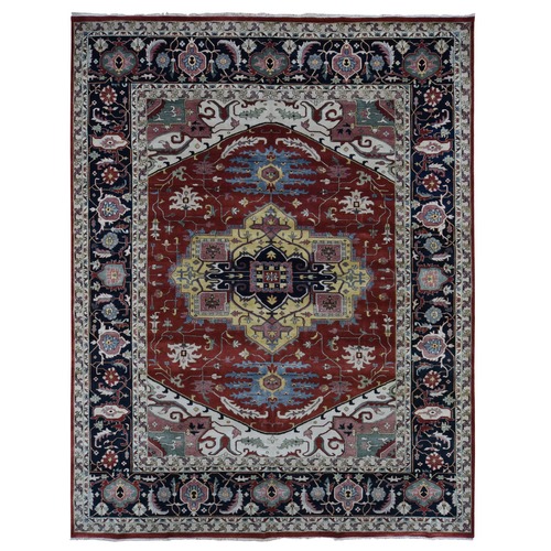 Barn Red, Heriz Revival, Pure Wool, Hand Knotted, Oversized Oriental Rug