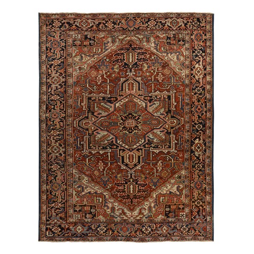 Brick Red, Antique Persian Heriz, Clean and in Very Good Condition, 100% Wool, Hand Knotted, Oriental Rug