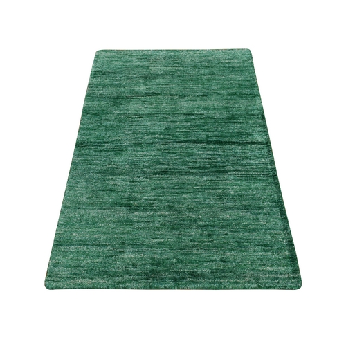 Spruce Green, Plain Solid Design, Sample, Strike Off, Pure Sari Silk, Hand Knotted, Mat, Oriental Rug