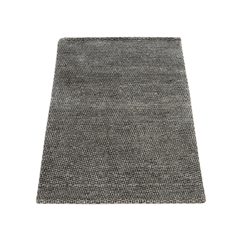 Fossil Gray, Dot Design, Sample, Pure Alpaca Unmixed Wool, Hand Knotted, Super Soft and Fine to the Touch, Mat, Oriental 