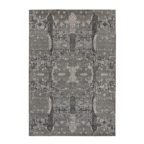 Sonic Gray, Jewelry Design, Soft to the Touch, Wool and Silk, Hand Knotted, Modern, Oriental Rug