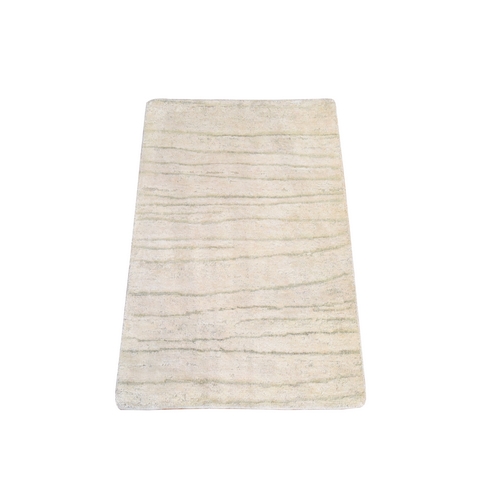 Pristine White, Distressed, Wool and Silk, Sample, Strike Off, Hand Knotted, Mat, Oriental 