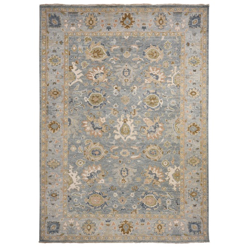 Green Milieu Blue, Hand Knotted, Tone On Tone, Oushak Inspired Supple Collection, Soft Pile, Organic Wool, Plush and Lush, Oriental Rug