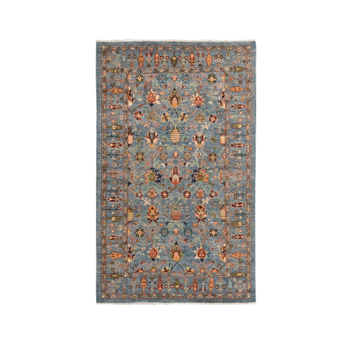 Queen Blue, Vegetable Dyes, Afghan Sultani Design, 100% Wool, Hand Knotted, Oriental Rug