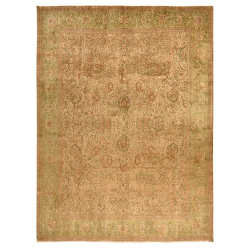 Light Brown, Vintage Persian Tabriz, Good Condition and Clean, Full Pile and Soft, All Over Design, 100% Wool, Hand Knotted, Oriental 