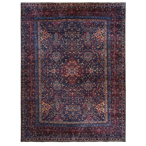 Aegean Blue, Antique Persian Yazd, Densley Woven with Fine 100% Wool, Excellent Condition, Hand Knotted, Oversized, Oriental 