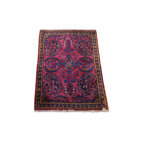 Raspberry Red, Antique Persian Sarouk, 100% Wool, Hand Knotted, Excellent Condition, Clean, Mat, Oriental 