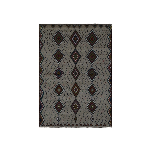 Metal Brown, Afghan Baluch, Geometric Design, Hand Knotted, Pure Wool, Oriental Rug