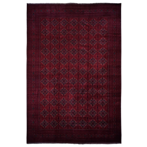 Barn Red, Afghan Khamyab, Denser Weave with Shiny Wool, Hand Knotted, Mansion Size Oriental Rug