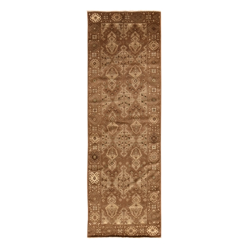Pecan Brown, Washed Out Afghan Baluch with Natural Colors, Hand Knotted, Pure Wool, Runner, Oriental 
