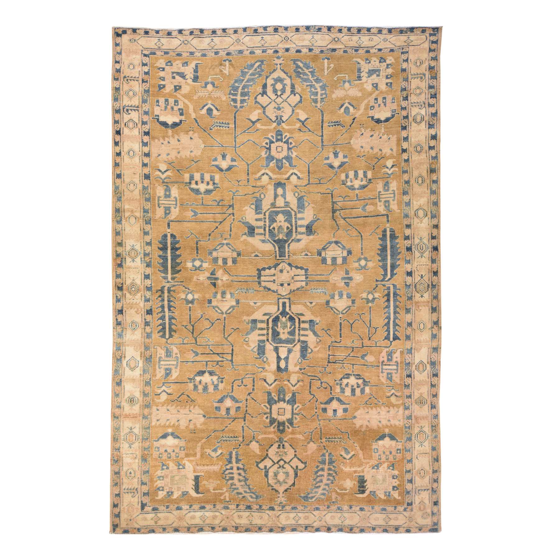 Oushak-And-Peshawar-Hand-Knotted-Rug-392975