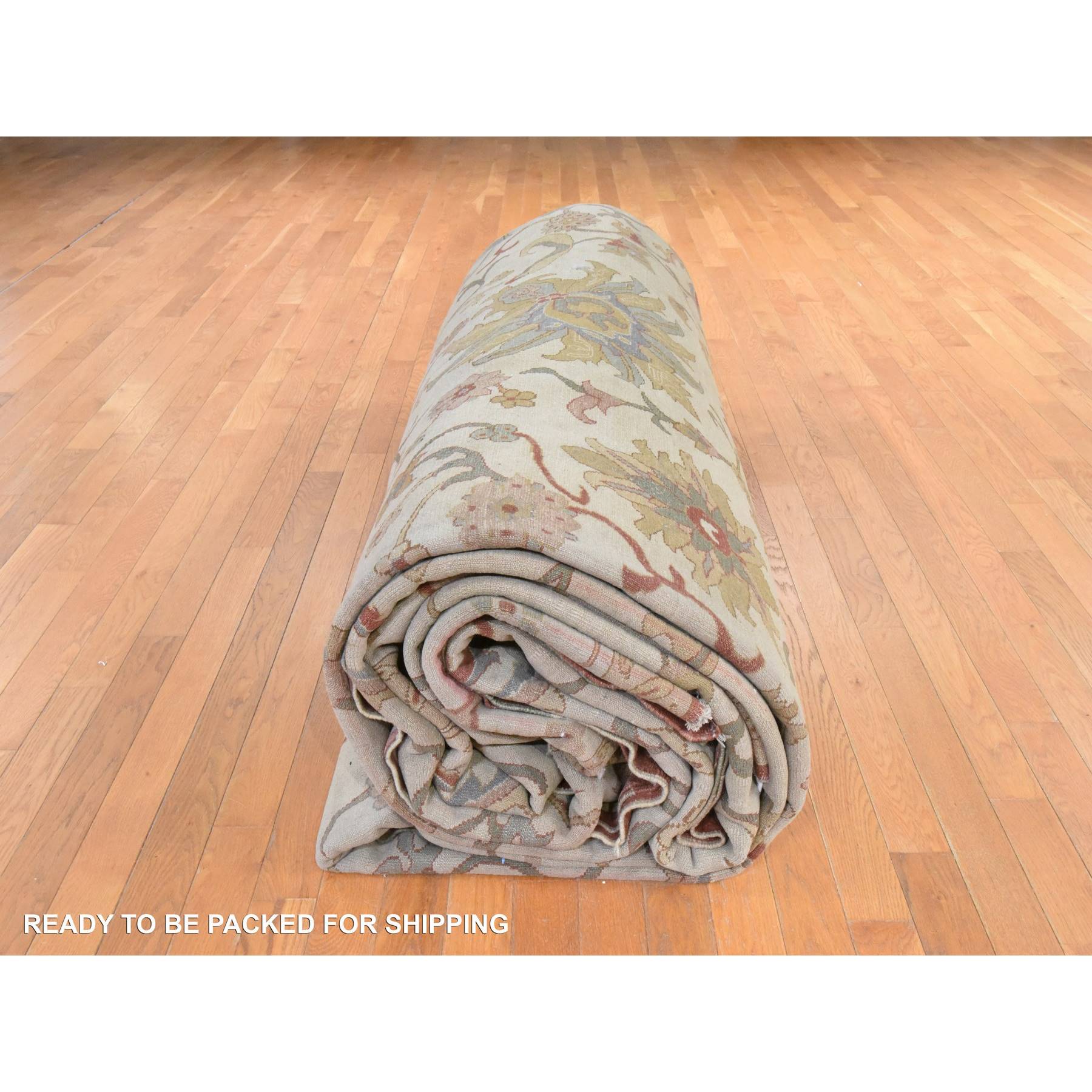 Oushak-And-Peshawar-Hand-Knotted-Rug-393290