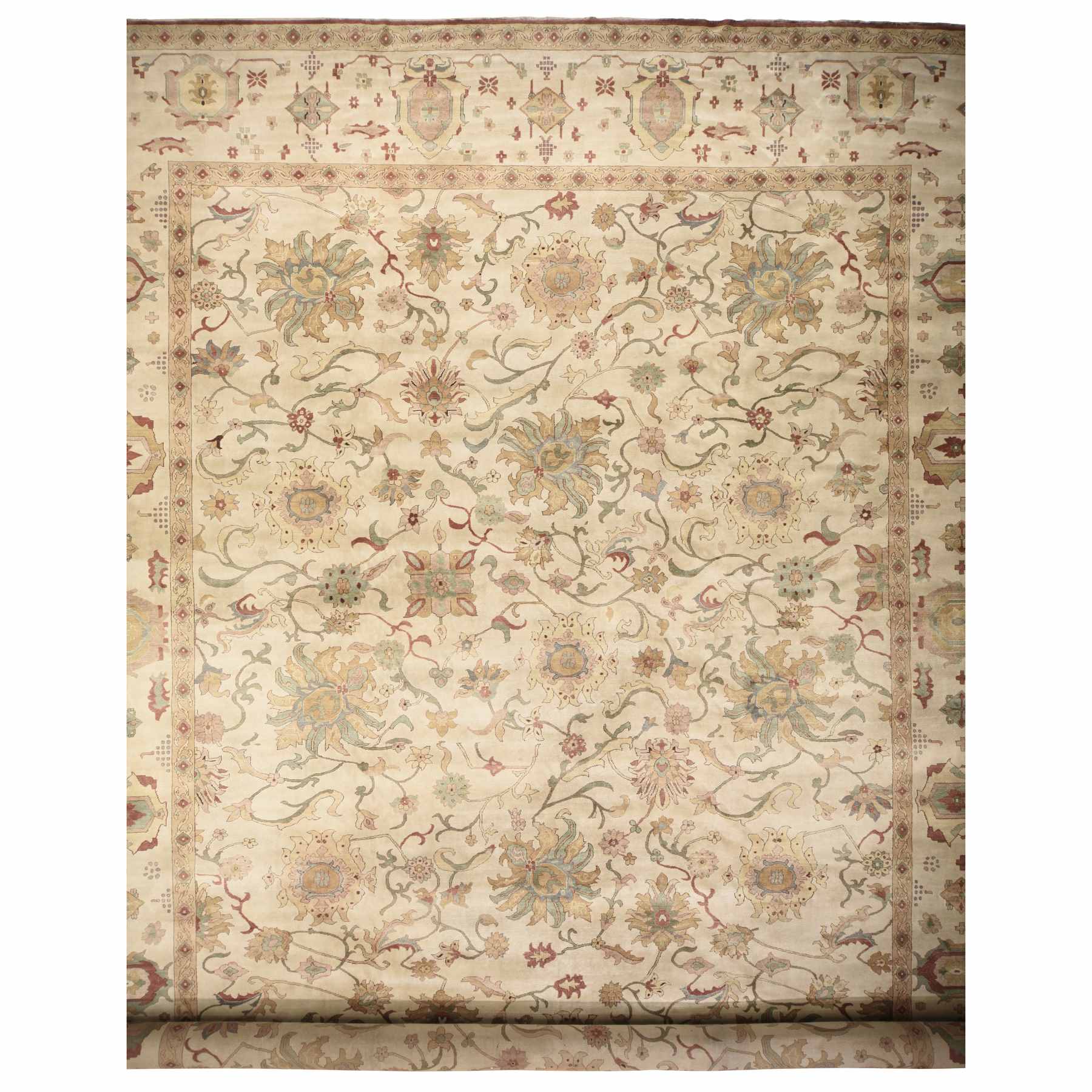 Oushak-And-Peshawar-Hand-Knotted-Rug-393290