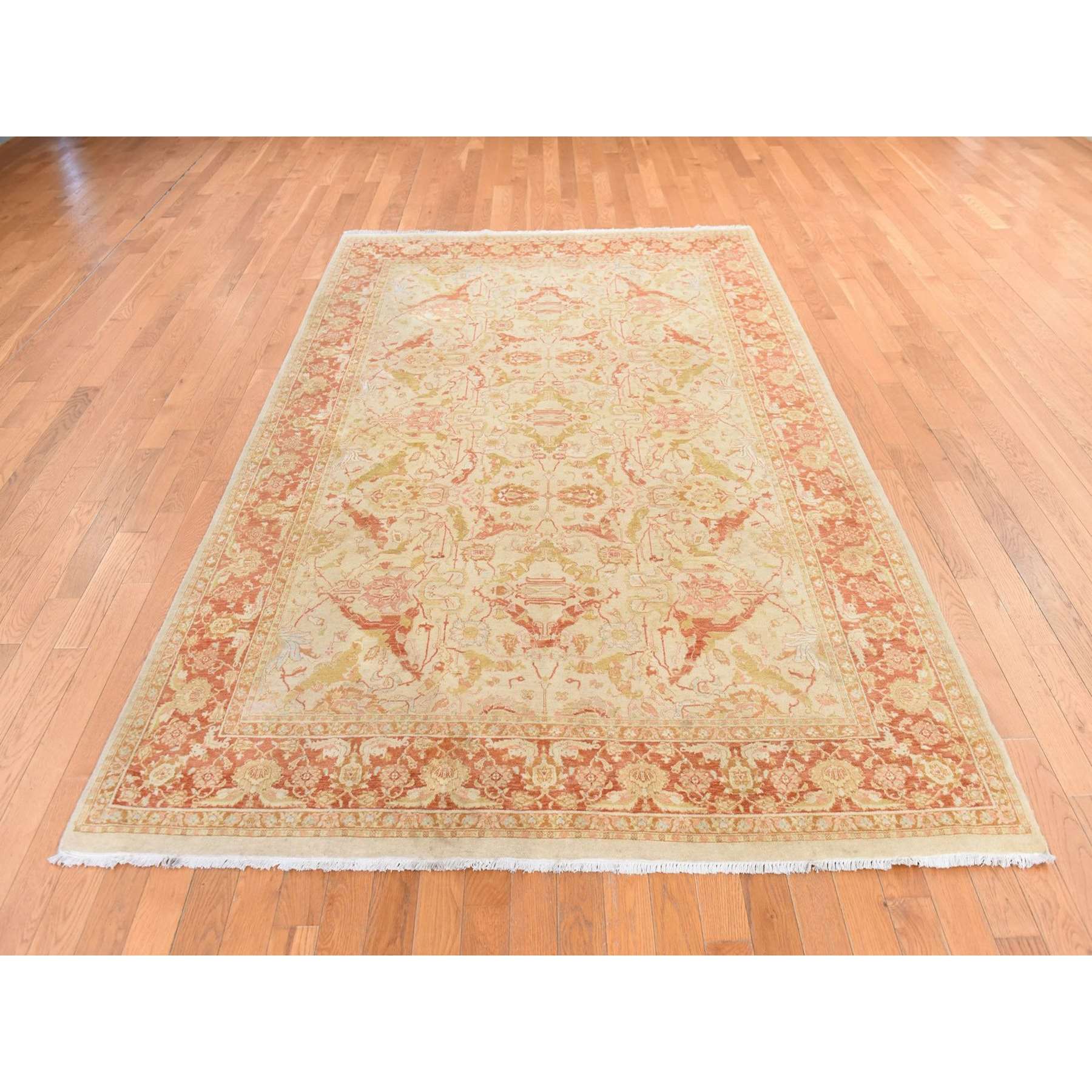 Oushak-And-Peshawar-Hand-Knotted-Rug-393450