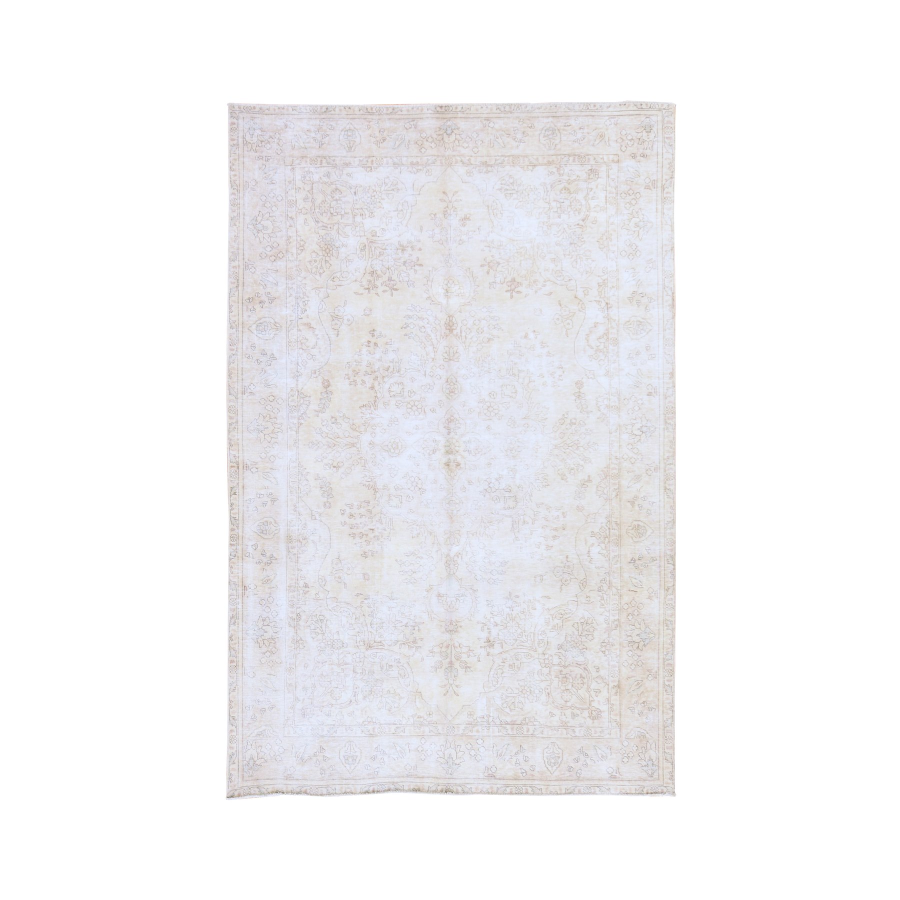 White-Wash-Vintage-Silver-Wash-Hand-Knotted-Rug-394420