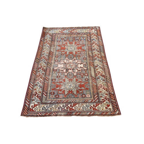 Misty Gray, Antique Caucasian Lesghi, Even Wear, Clean, Pliable and Soft Low Pile, 100% Wool, Hand Knotted, Oriental 