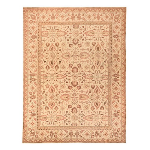 Seashell White, Antique Agra, 100% Wool, Hand Knotted, All Over Design, Excellent Condition, Clean and Soft, Oriental 