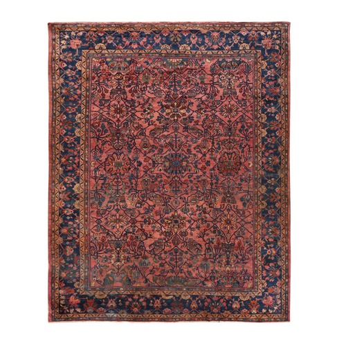 Rhubarb Red, Antique Persian Mahal, 100% Wool, Hand Knotted, Some Wear, Soft and Clean, Oriental 