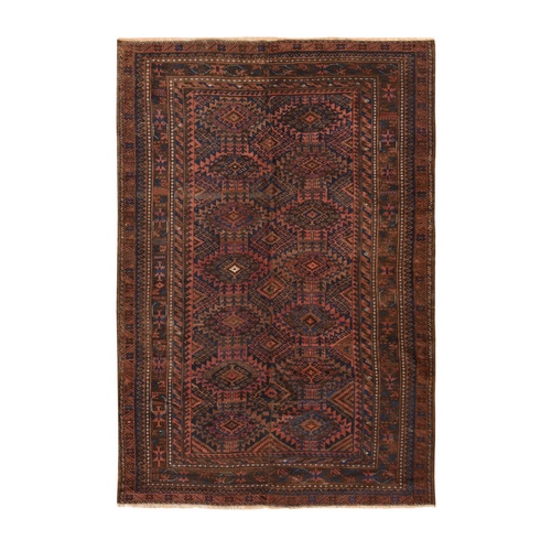 Rust Red, Antique Persian Balouch, 100% Wool, Hand Knotted, Soft and Clean, Even Wear, Oriental 