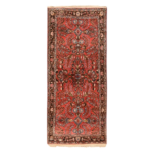 Crimson Red, Antique Persian Lilahan, All Over Design, Full Pile, Excellent Condition, Hand Knotted, 100% Wool, Short Runner, Oriental 