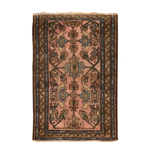 Bole Brown, Antique Persian Hamadan with All Over Design, Excellent Condition, Hand Knotted, 100% Wool, Mat, Oriental 