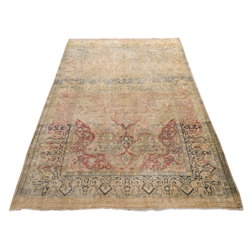 Beige, Antique Persian Tabriz, Clean, Soft, Distinct and Unique Abrash, Sides and Ends Professionally Secured, 100% Wool, Hand Knotted, Oriental 