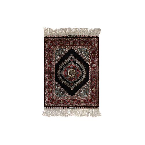 Chocolate Brown, Chinese, Medallion Design, Pure Silk, Hand Knotted, 400 KPSI, Mat, Oriental 