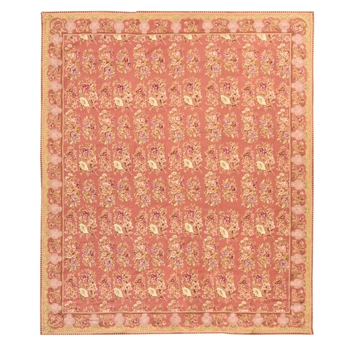 Rose Pink, Chinese Needlepoint, Botanical Design, Hand Stitched, 100% Wool, Oriental 