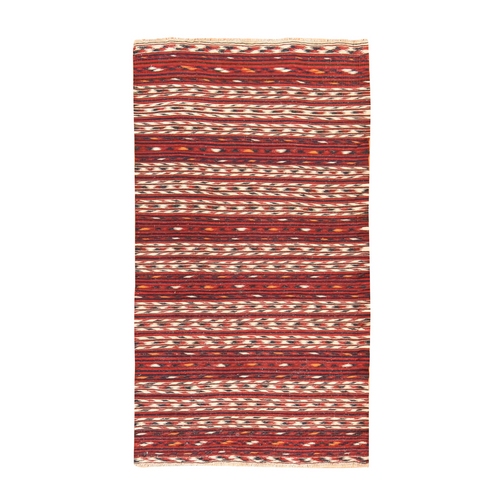 Scarlet Red, Vintage Persian Kilim, Hand Woven, 100% Wool, Oriental 