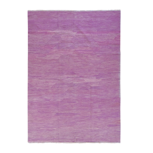 Dahlia Purple, Afghan Kilim, Plain Solid Design, Hand Woven, Flat Weave, 100% Wool, Reversible, Oriental 