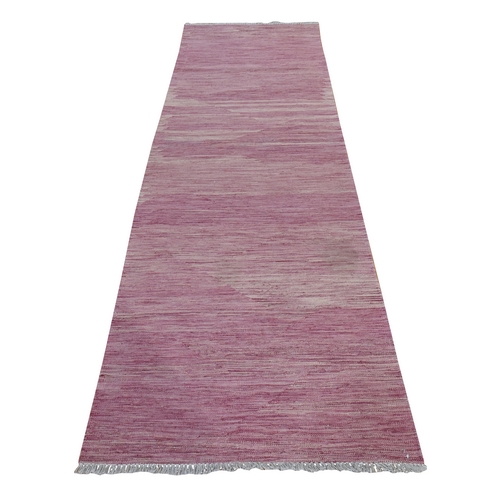 Rose Pink, Flat Weave, Plain Solid Design, Afghan Kilim, Hand Woven, 100% Wool, Reversible, Runner, Oriental Rug