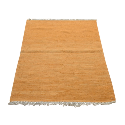 Apricot Orange, Plain Solid Design, Afghan Kilim, Hand Woven, Flat Weave, 100% Wool, Reversible, Mat, Oriental Rug