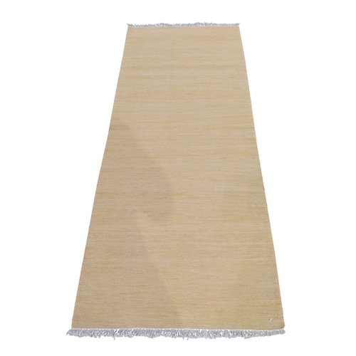 Khaki Brown, Flat Weave Kilim, Pure Wool, Hand Woven, Runner, Oriental Rug