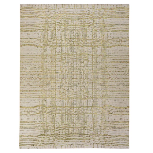 Drizzle Gray, Modern Design, Fine Jacquard Hand Loomed, Wool and Art Silk, Oriental Rug