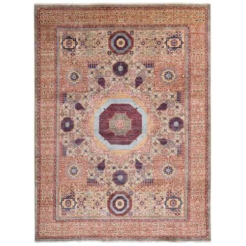 Reed Yellow, Super Fine Afghan Mamluk with Geometric Medallion Design, 200 KPSI, Very Silky and Shiny Wool, Vegetable Dyes, Hand Knotted, Oriental 