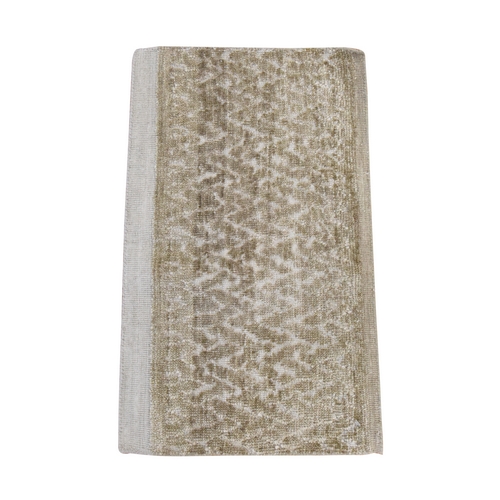 Beaver Brown, Real Silk with Oxidized Wool, Tone on Tone Modern Design, Hand Knotted, Mat Sample, Oriental 