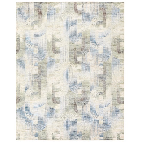 Ivory, THE INTERTWINED PASSAGE, Silk with Textured Wool, Hand Knotted, Oriental 