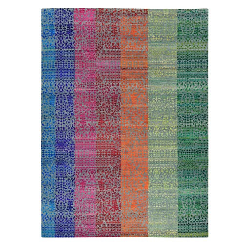 Colorful, Sari Silk, Bespoken Sampler, Tone On Tone, Hand Knotted, Oriental 