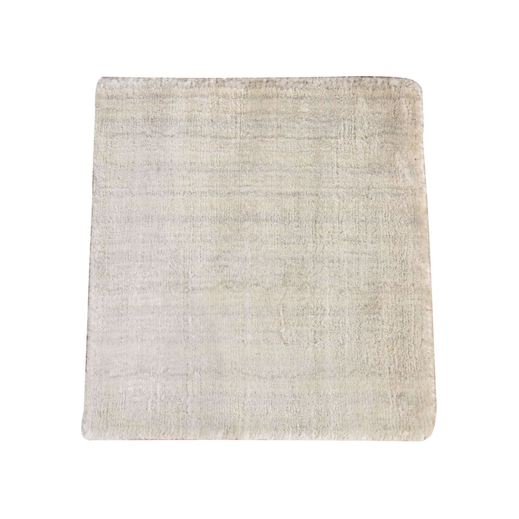 Linen White, Hand Loomed, Wool and Bamboo Silk, Textured Pile, Modern Design, Table Top, Oriental 