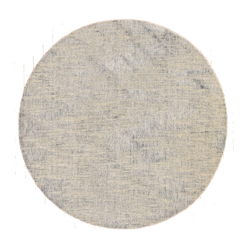 Beige-Gray, Fine Jacquard, Hand Loomed, Modern Design, Wool and Art Silk, Round, Oriental Beige-Gray, Fine Jacquard, Hand Loomed, Modern Design, Wool and Art Silk, Round, Oriental